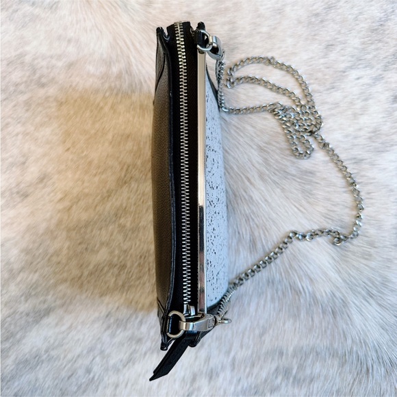 Foley + Corinna Black Leather & White Suede Crossbody Bag or Clutch Handbag - Picture 7 of 16